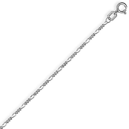 14k White Gold Adjustable Figaro Children's Chain 13in to 15in
