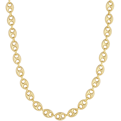 14k Yellow Gold 18in Puff Mariner Chain 10mm