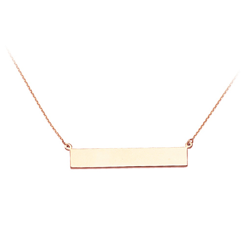 14kt Rose Gold Bar Nameplate 18in Necklace