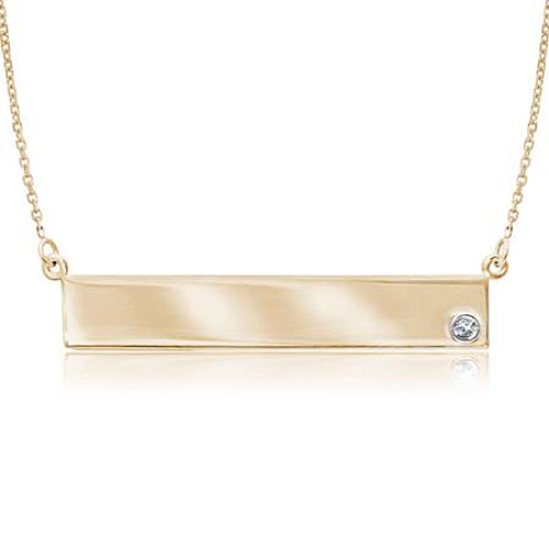 14kt Yellow Gold Diamond Bar Nameplate 18in Necklace