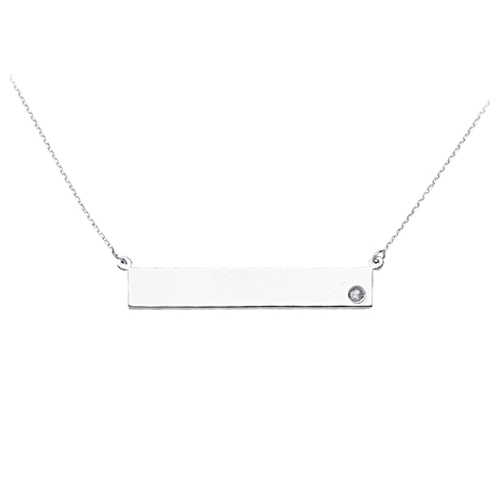 Sterling Silver Cubic Zirconia Nameplate 18in Necklace