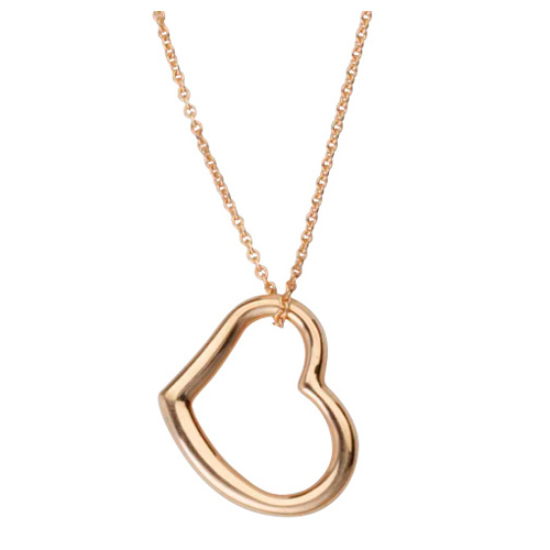 14kt Rose Gold 5/8in Sideways Open Heart Necklace