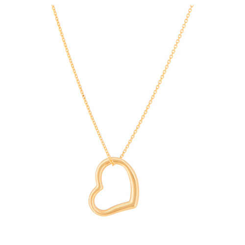 14kt Yellow Gold 5/8in Sideways Open Heart Necklace