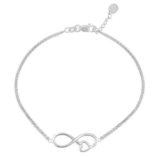 Sterling Silver Infinity Symbol with Heart Bracelet