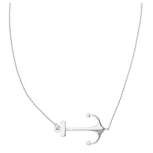 14k White Gold Sideways Anchor Necklace