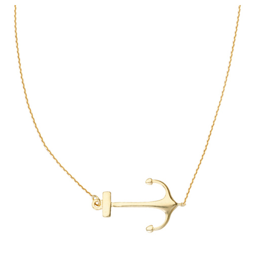14k Yellow Gold Sideways Anchor Necklace
