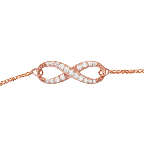 14kt Rose Gold Cubic Zirconia Infinity Bracelet