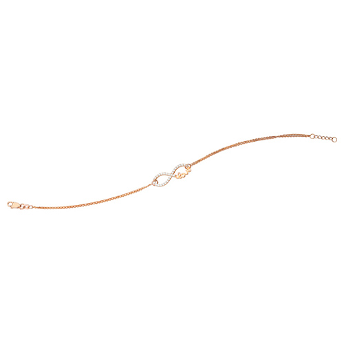 Rose Gold-plated Sterling Silver CZ Infinity Love Bracelet