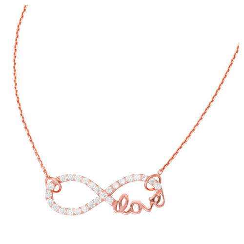 Rose Gold-plated Sterling Silver CZ Infinity Love Necklace