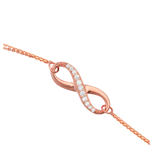 Rose Gold-plated Sterling Silver Cubic Zirconia Half Infinity Bracelet