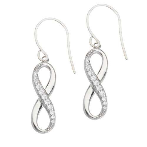 Sterling Silver 3/4in CZ Infinity Earrings