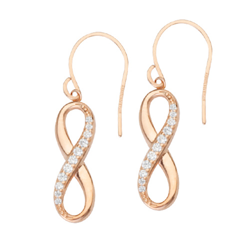 Rose Gold-plated Sterling Silver 3/4in CZ Infinity Earrings