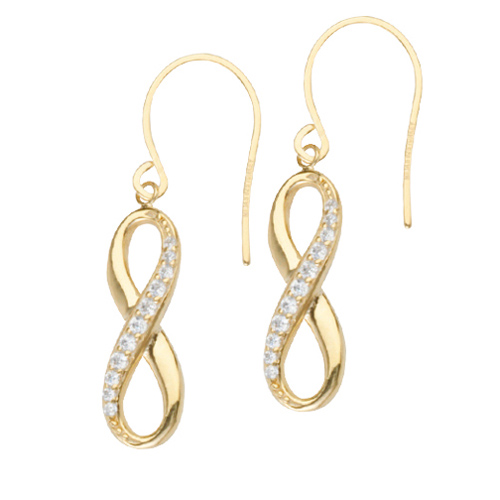 Gold-plated Sterling Silver 3/4in CZ Infinity Earrings
