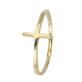 14kt Yellow Gold Sideways Cross Ring