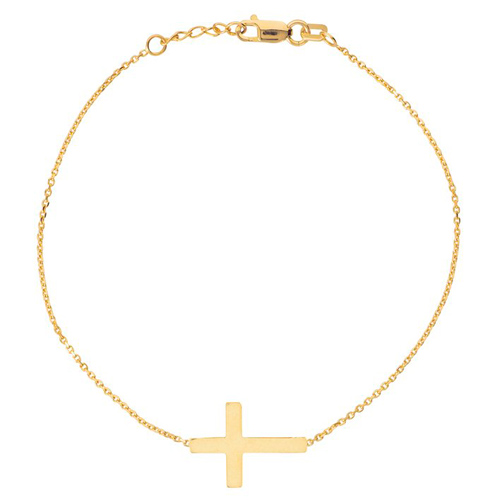 14k Yellow Gold Mini Sideways Cross Bracelet