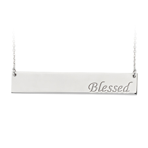 Sterling Silver Blessed Bar 18in Necklace