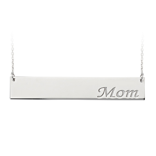 Sterling Silver Mom Bar 18in Necklace