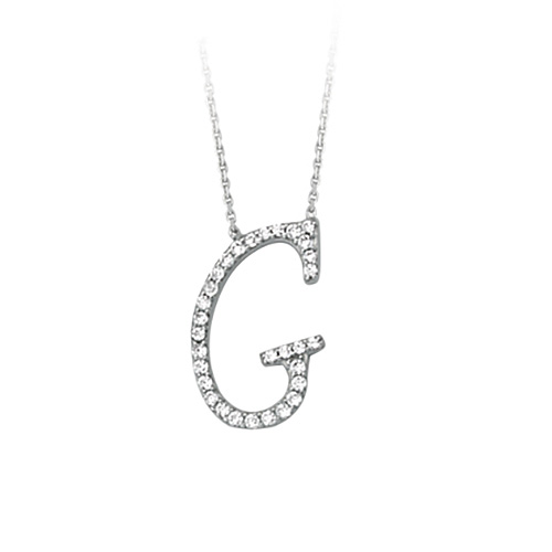 Sterling Silver Cubic Zirconia Capital G Necklace