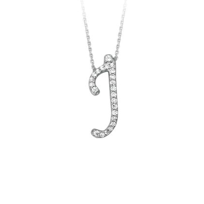 Sterling Silver Cubic Zirconia Capital J Necklace