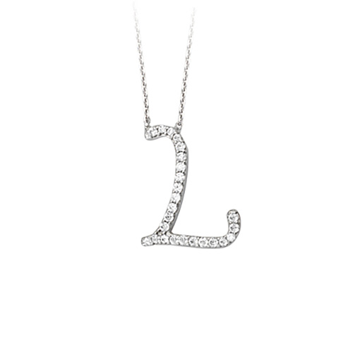Sterling Silver Cubic Zirconia Capital L Necklace