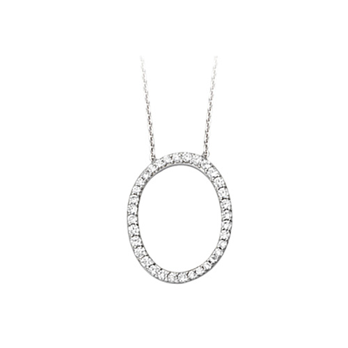Sterling Silver Cubic Zirconia Capital O Necklace