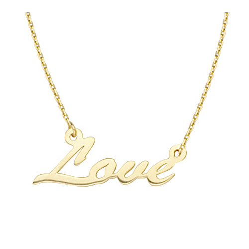 14kt Yellow Gold Love 18in Necklace