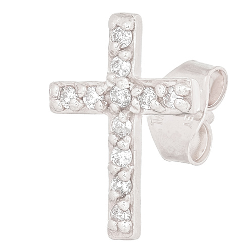 14kt White Gold .05 ct Diamond Cross Single Stud Earring