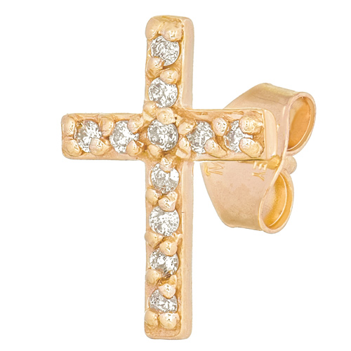 14kt Yellow Gold .05 ct Diamond Cross Single Stud Earring Y41915320FM