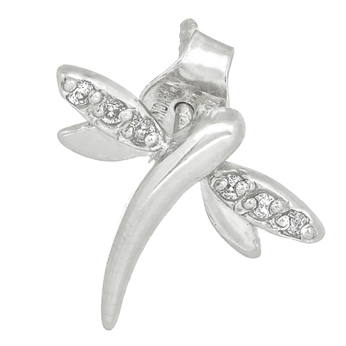 14kt White Gold .05 ct Diamond Single Dragonfly Stud Earring