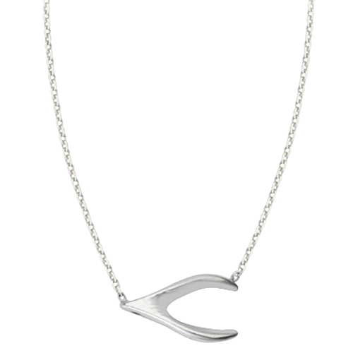 14kt White Gold Wishbone 18in Necklace