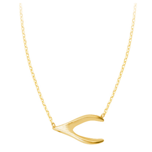 14kt Yellow Gold Wishbone 18in Necklace