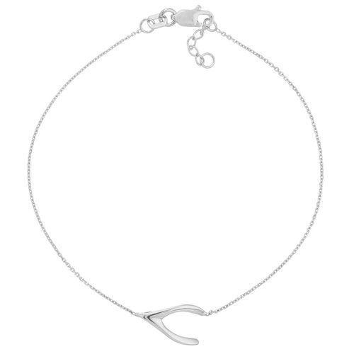 14kt White Gold Wishbone Charm Bracelet