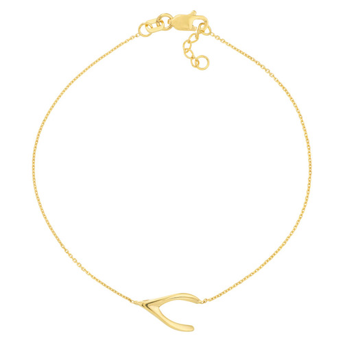 Gold-plated Sterling Silver Wishbone Charm Bracelet