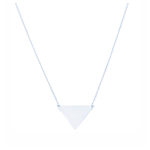 14kt White Gold Polished Triangle 18in Necklace