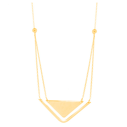 14kt Yellow Gold Layered Triangle Duo 18in Necklace