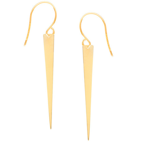 14k Yellow Gold Inverted Slender Long Triangle Earrings