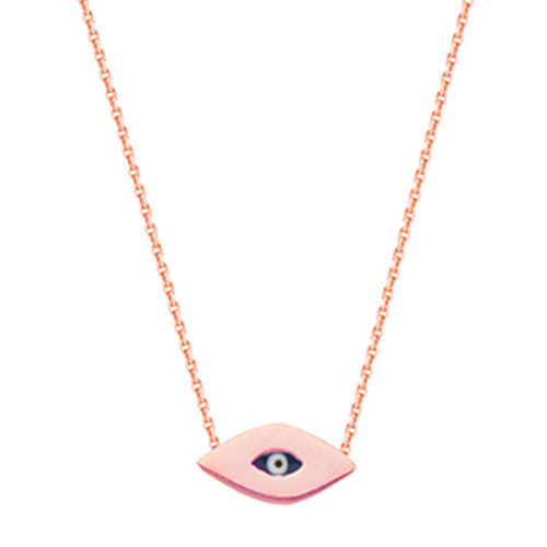 14k Rose Gold Mini Evil Eye Necklace