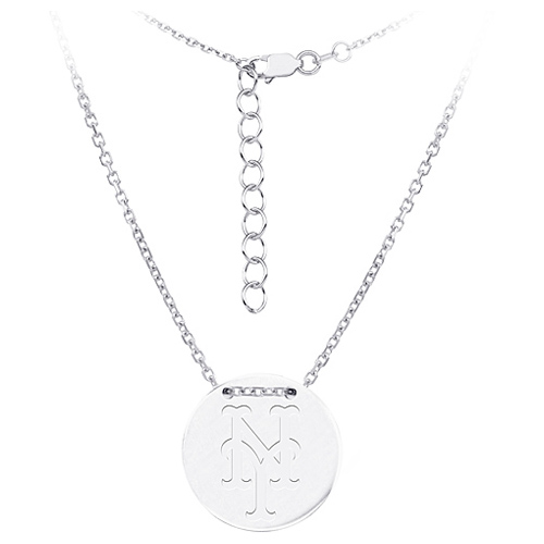 Sterling Silver New York Mets Disc 18in Necklace