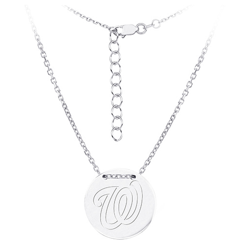 Sterling Silver Washington Nationals Disc 18in Necklace