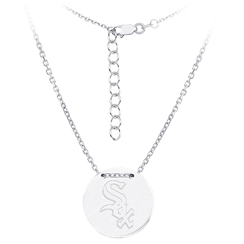 Sterling Silver Chicago White Sox Disc 18in Necklace