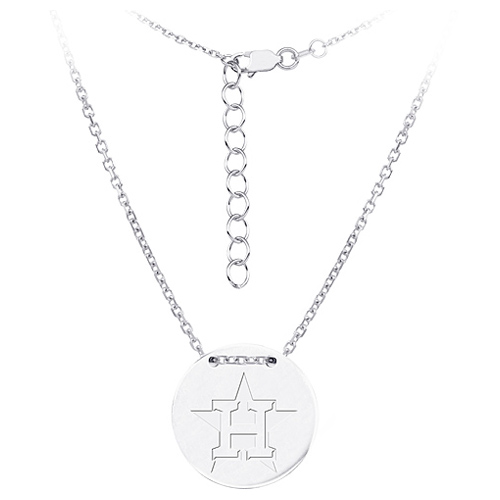 Sterling Silver Houston Astros Disc 18in Necklace
