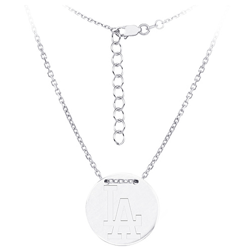 Sterling Silver Los Angeles Dodgers Disc 18in Necklace
