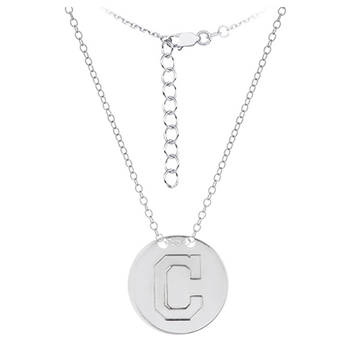 Sterling Silver Cleveland Indians Disc 18in Necklace