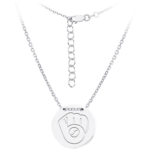 Sterling Silver Milwaukee Brewers Disc 18in Necklace