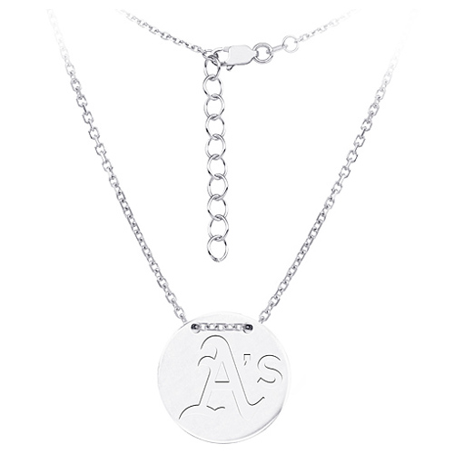 Sterling Silver Oakland A's Disc 18in Necklace