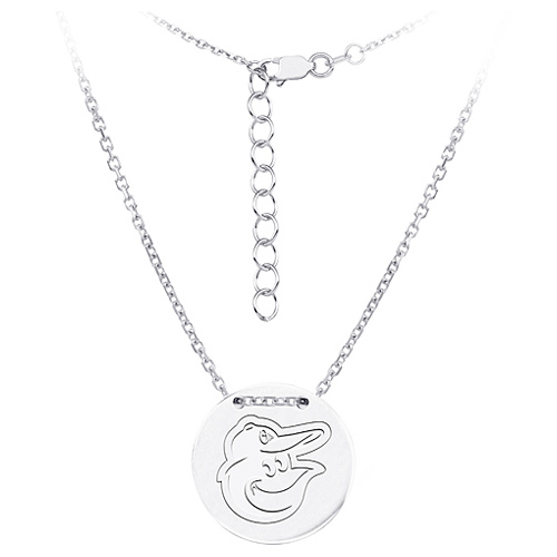 Sterling Silver Baltimore Orioles Disc 18in Necklace