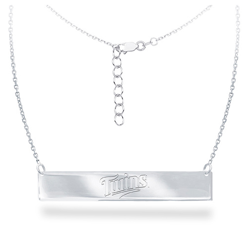 Sterling Silver Minnesota Twins Bar 18in Necklace
