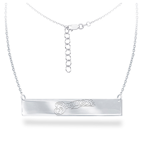 Sterling Silver Milwaukee Brewers Bar 18in Necklace