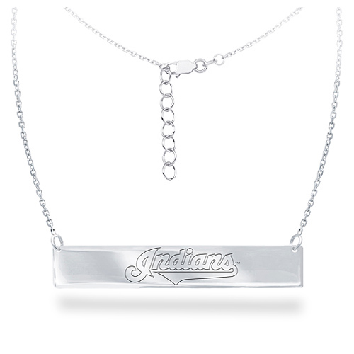 Sterling Silver Cleveland Indians Bar 18in Necklace