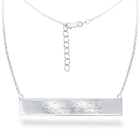 Sterling Silver Chicago White Sox Bar 18in Necklace
